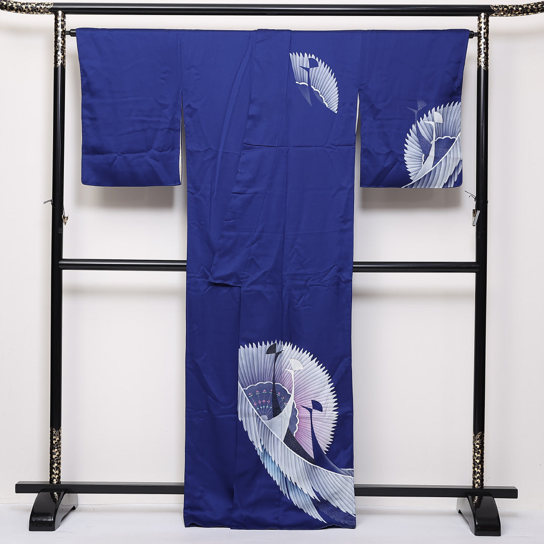 訪問着 袷 身丈167cm 裄66.5cm 正絹 孔雀 Bランク 1212-00699