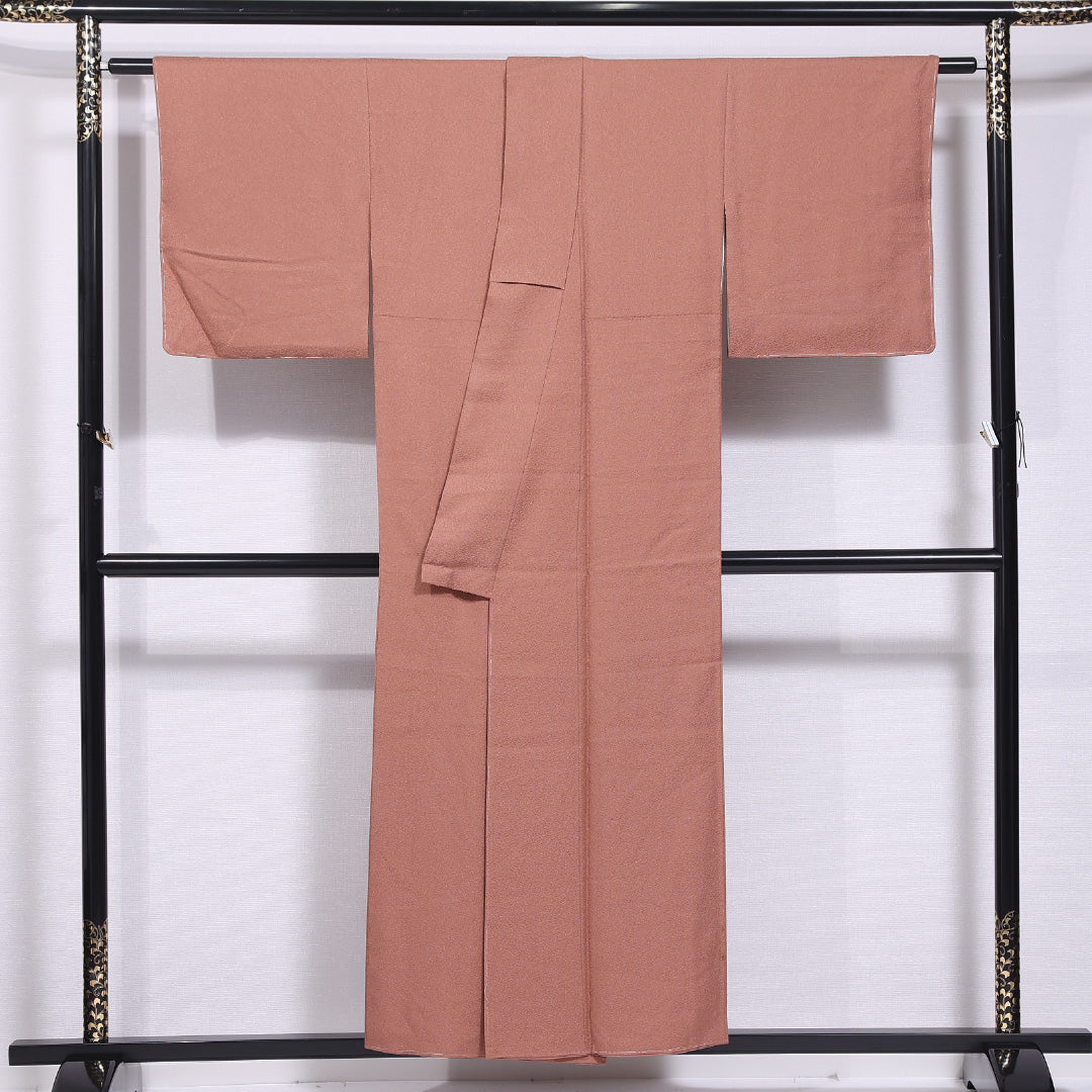 江戸小紋 (鮫) 袷 身丈153cm 裄丈63cm 正絹 Cランク 一つ紋 (蔦) セミフォーマル 広衿 Sサイズ 朱系 LP 1220-11871