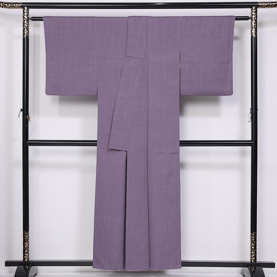 小紋 袷 身丈155cm 裄丈62cm 正絹 Aランク インフォーマル 広衿 Mサイズ 創作柄 紫系 RP 1221-11337