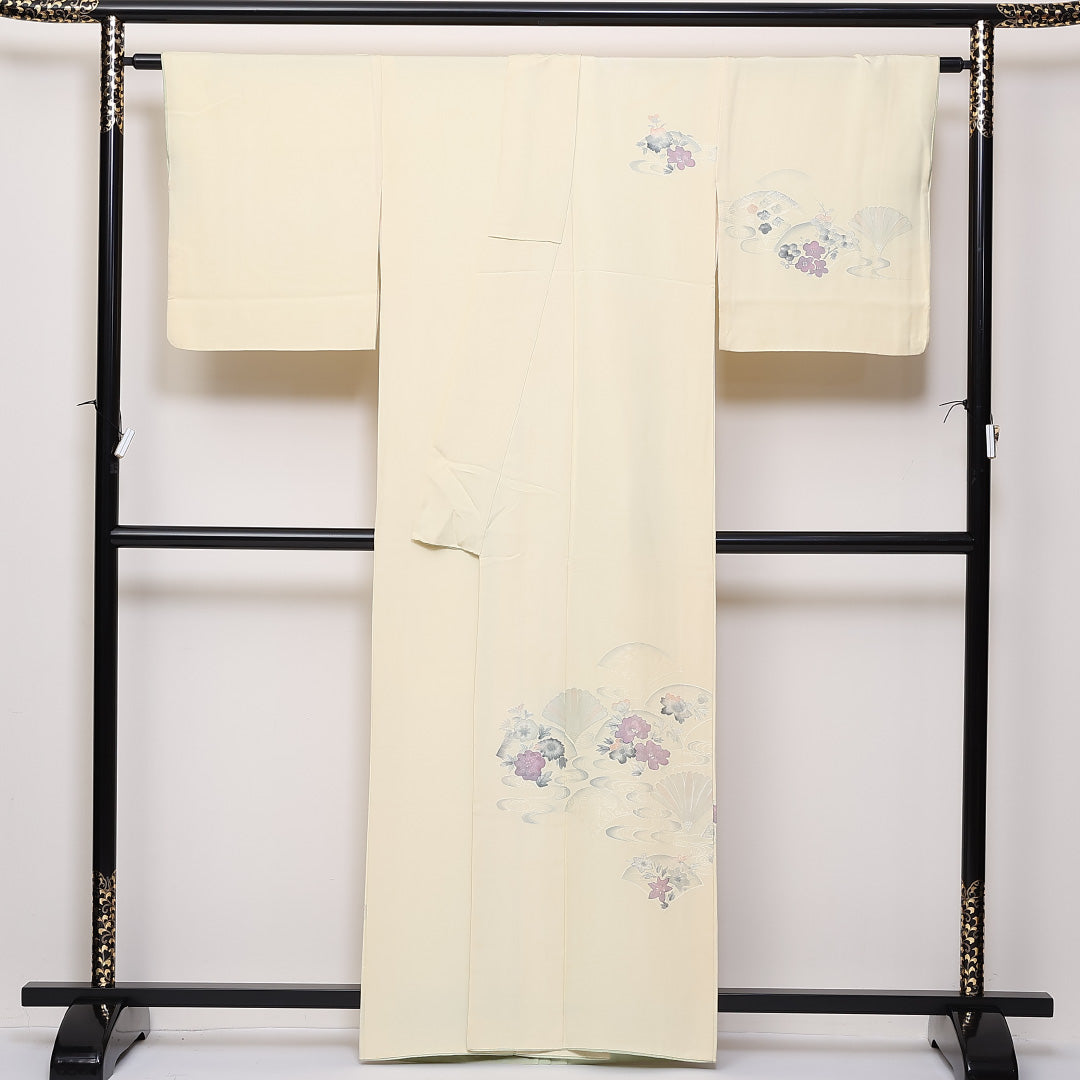 訪問着 袷 身丈162cm 裄67cm 正絹 梅 銀杏 流水 Cランク 1212-00702