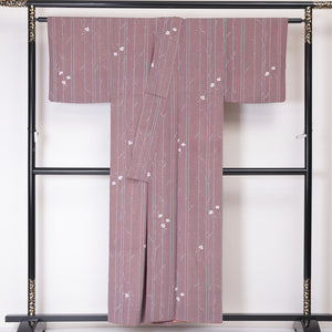 小紋 袷 身丈154cm 裄62.5cm 正絹 桜 紫系 Aランク 1215-02057