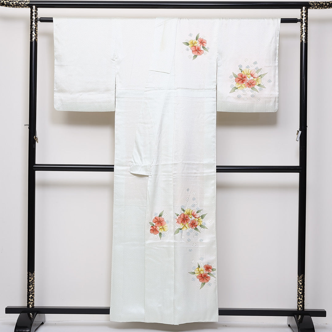 付下げ 袷 身丈158cm 裄62.5cm 正絹 牡丹 金彩 Bランク 1212-00674