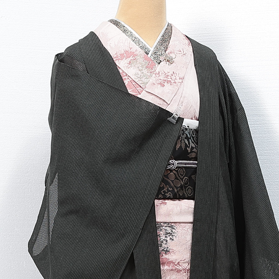 羽織 夏物 夏物 身丈93cm 裄丈62cm 正絹 Sランク Sサイズ カジュアル 肩当て 無地 グレー系 1217-14689