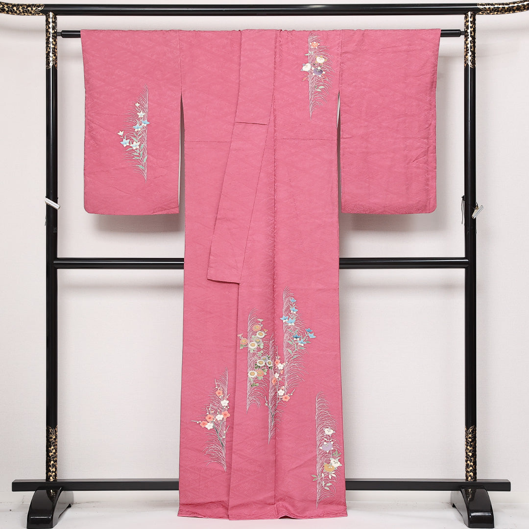 付下げ 袷 身丈165cm 裄丈65cm 正絹 Sランク インフォーマル 広衿 XLサイズ 梅 ピンク系 RP 1218-13558
