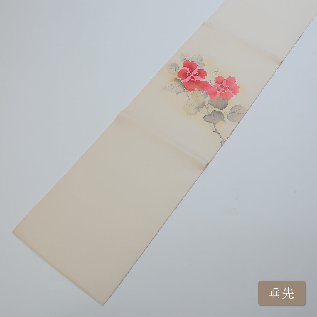 九寸名古屋帯 Aランク 帯丈366cm 正絹 ポイント柄 開き仕立て 染め インフォーマル 落款 塩瀬 芙蓉 クリーム系 RP 1245-00362