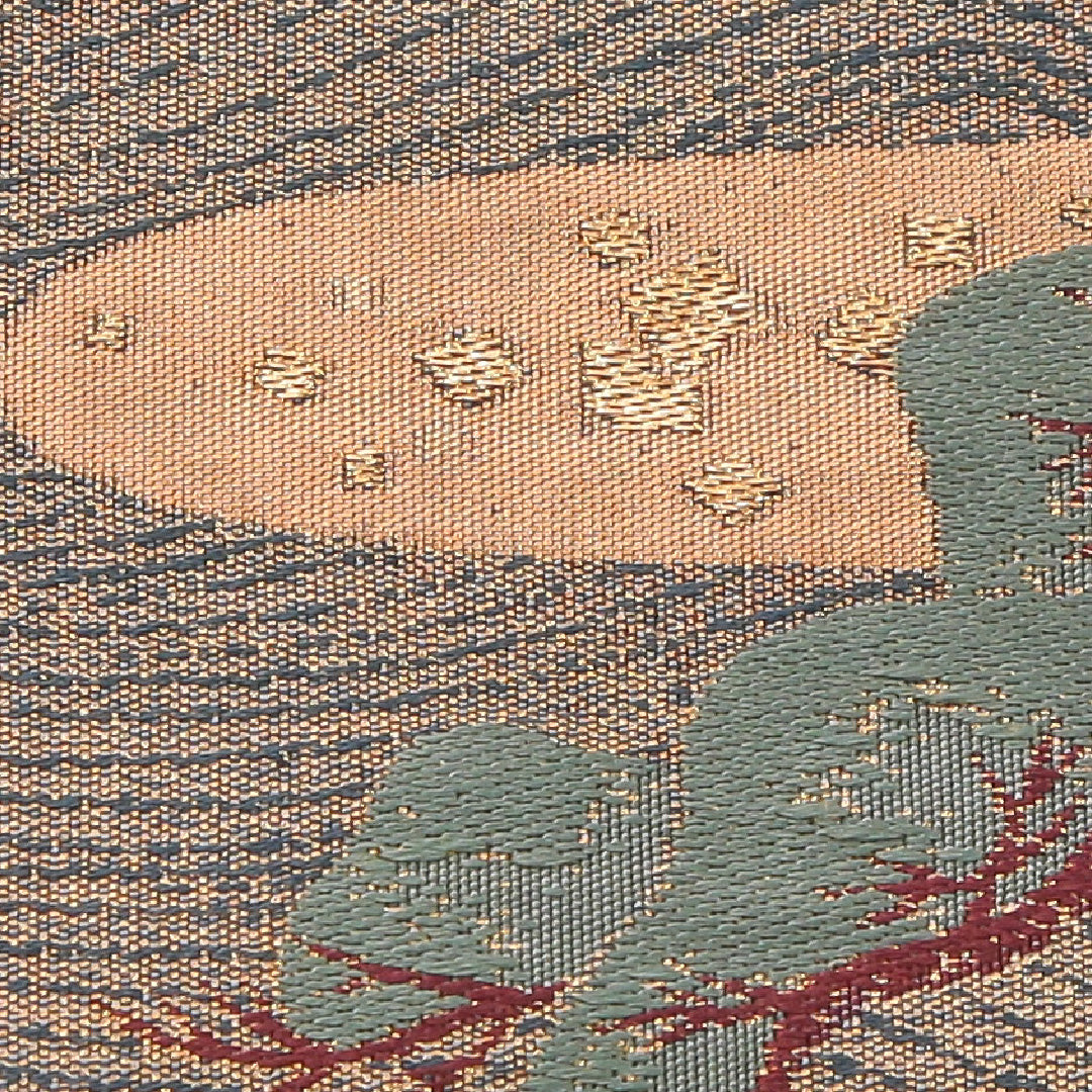 袋帯 帯丈420cm 正絹 全通 帯芯なし リバーシブル フォーマル 浜松 鶴 ベージュ系 1243-02323