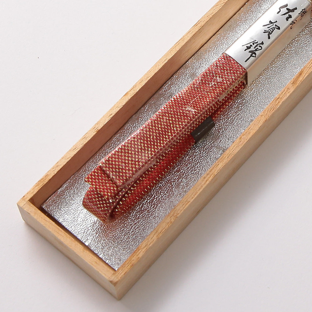 新古品 帯締め 礼装用 正絹 Nランク 三分紐 佐賀錦 帯留め 本真珠 朱系 共箱 D 1236-01488