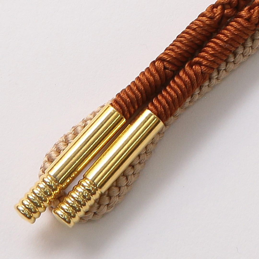 新古品 帯締め 正絹 Nランク 丸組紐 茶系 共箱 D 1236-01388