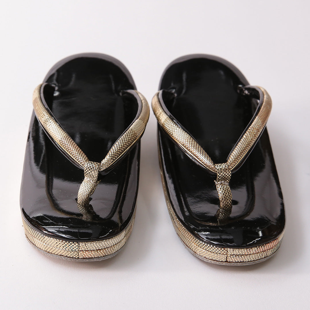 草履・バッグセット Aランク 礼装用 正絹 和装小物 黒系 1241-00990