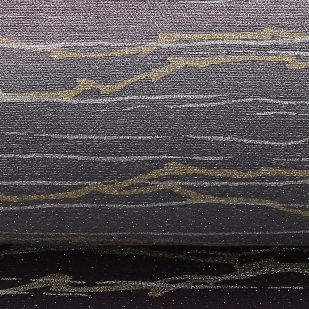 袋帯 帯丈496cm 正絹 全通 染め帯 セミフォーマル 霞 砂子 ガード加工 グレー系 1243-02137