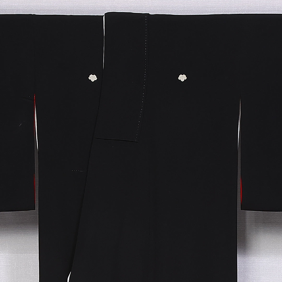 黒留袖 身丈165cm 裄丈64.5cm 袷 五つ紋 蔦 正絹 Bランク 広衿 華紋 金駒刺繍 唐花 1211-F0348