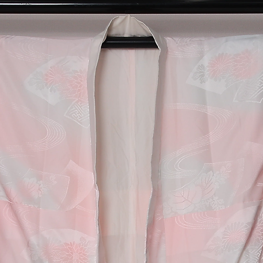 振袖用 長襦袢 無双袖 身丈127cm 裄丈65cm 正絹 Aランク Mサイズ 吉祥文様 ピンク系 RP 1240-12638