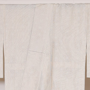 紬 単衣 身丈154cm 裄63cm 正絹 白系 Aランク 麻の葉 1216-00772-3211