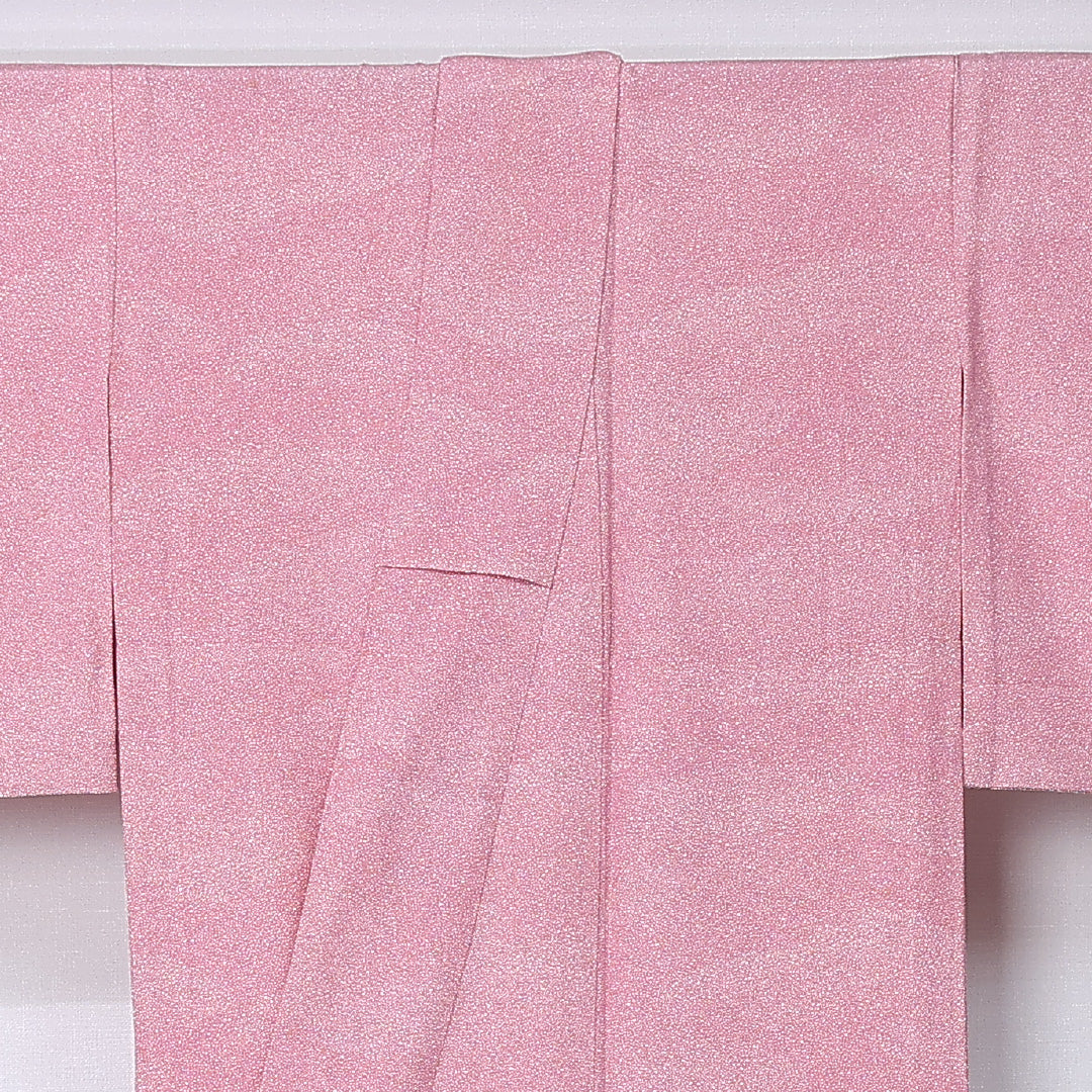 江戸小紋 (大小霰) 単衣 身丈156cm 裄丈64cm 正絹 Bランク インフォーマル 広衿 Mサイズ ぼかし染 居敷当て 落款 雲取り ピンク系 HP 1220-12258