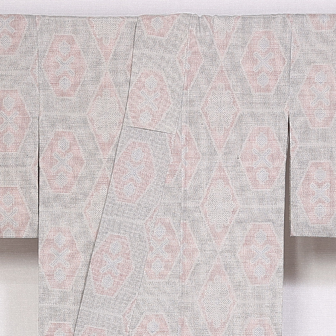 紬 身丈162cm 裄丈65.5cm Sランク 袷 正絹 広衿 亀甲 十字亀甲 1216-10117