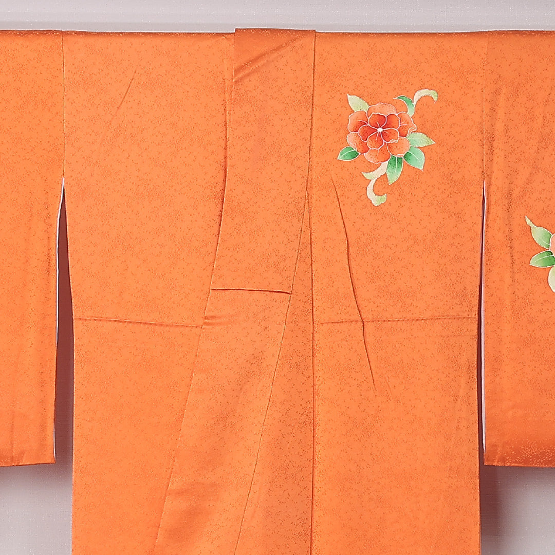 付下げ 袷 身丈162cm 裄丈66cm 正絹 Aランク インフォーマル 広衿 Lサイズ 刺繍 牡丹 朱系 RP 1218-12439