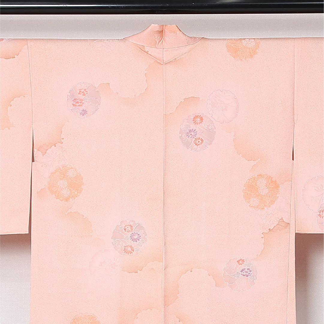 羽織 袷 身丈83cm 裄丈64cm 正絹 Sランク カジュアル Mサイズ 雪輪 ピンク系 RP 1232-12916