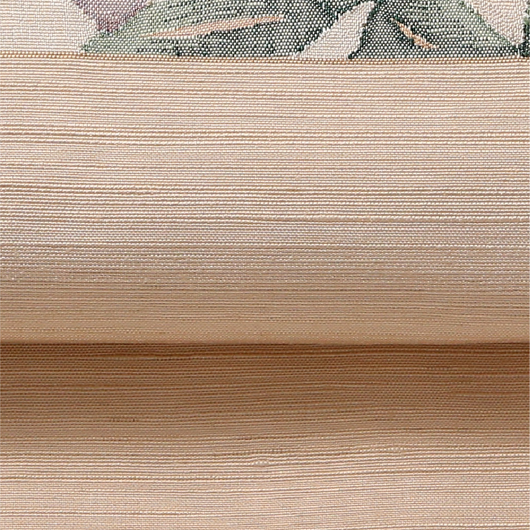 八寸名古屋帯 Bランク 帯丈354cm 正絹 ポイント柄 松葉仕立て 織り カジュアル 紬 植物柄 クリーム系 RP 1245-03030