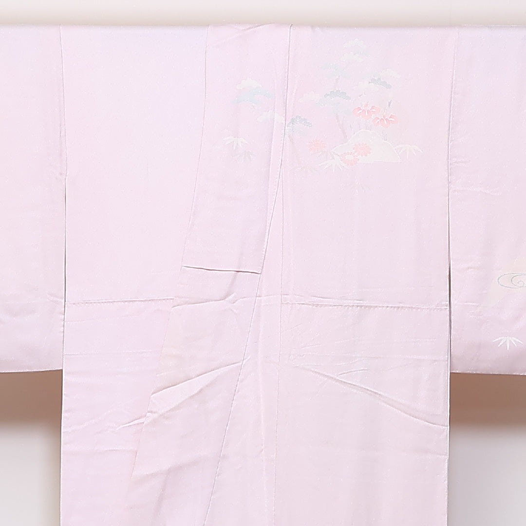 訪問着 袷 身丈164cm 裄64cm 正絹 観世水 鴛鴦 笠松 菊 Aランク 1212-00686