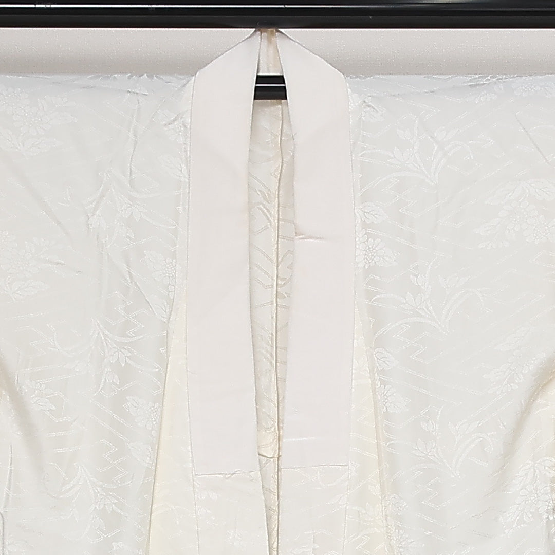 長襦袢 無双袖 身丈133cm 裄丈64cm 正絹 Sランク XLサイズ 花柄 白系 RP 1239-13478