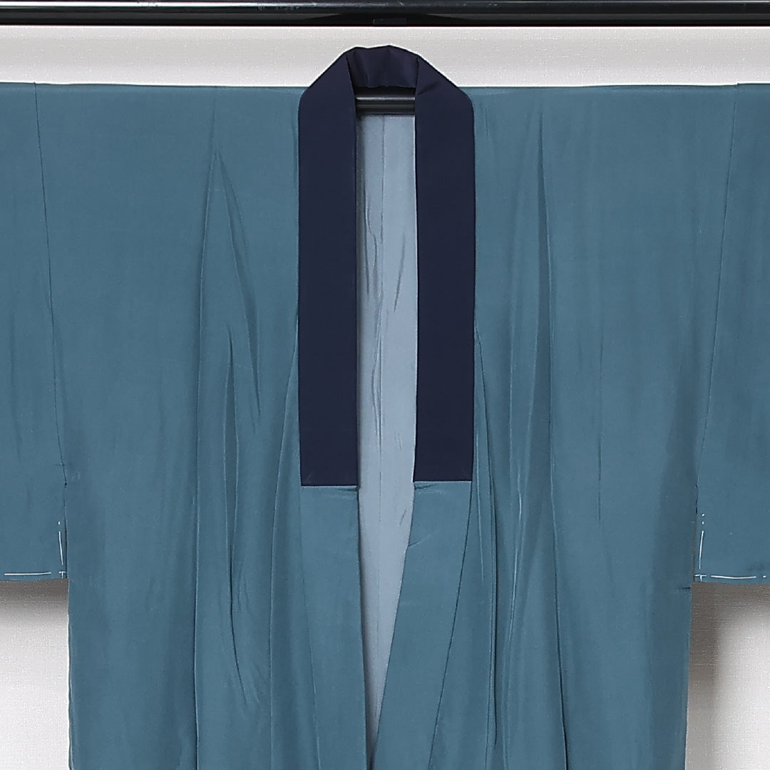 長襦袢 男性用 袷 身丈136cm 裄丈68cm 正絹 Sランク Mサイズ 扇 青系 RP 1241-12965