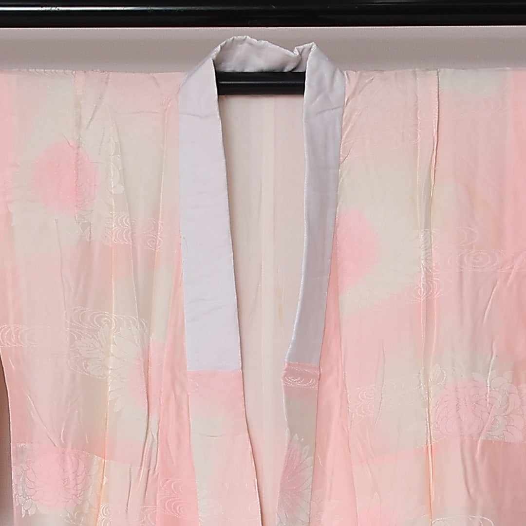長襦袢 袷 身丈118cm 裄丈61cm 正絹 Cランク XSサイズ ぼかし染 菊 ピンク系 LP 1239-12670