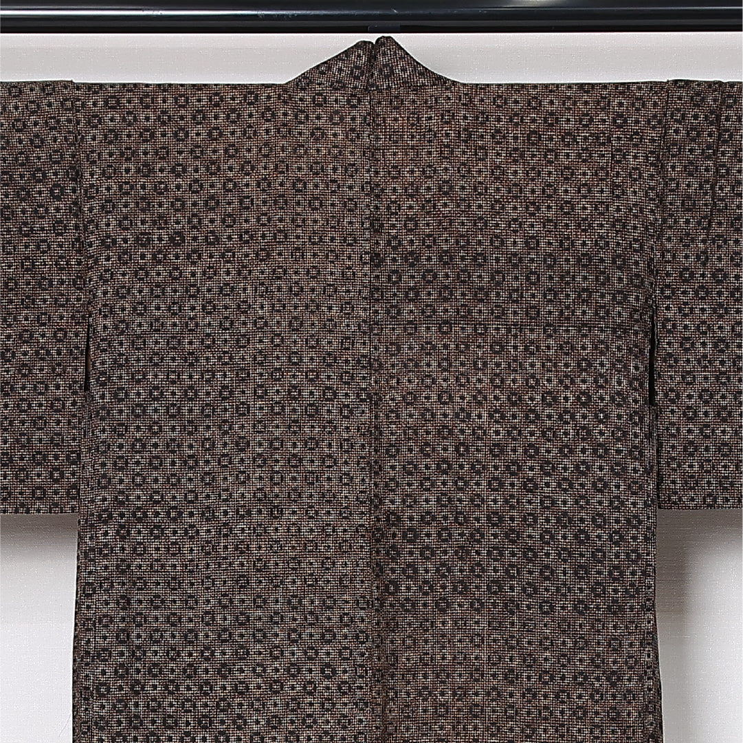 羽織 袷 身丈85cm 裄丈62cm 正絹 Aランク カジュアル Sサイズ 斜め格子 茶系 RP 1232-12761