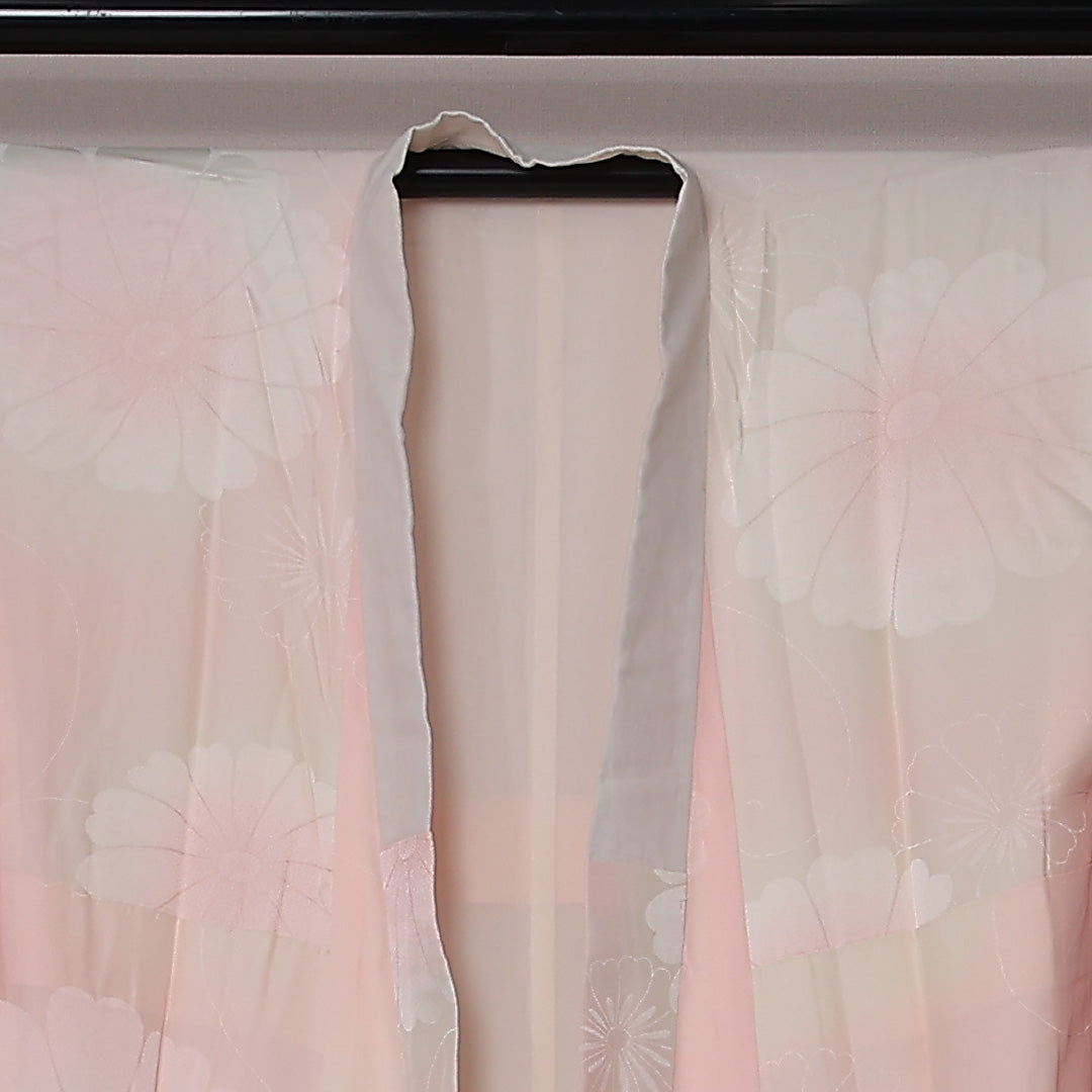 振袖用 長襦袢 袷 身丈123cm 裄丈62cm 正絹 Sランク Sサイズ 菊 ピンク系 RP 1240-12641