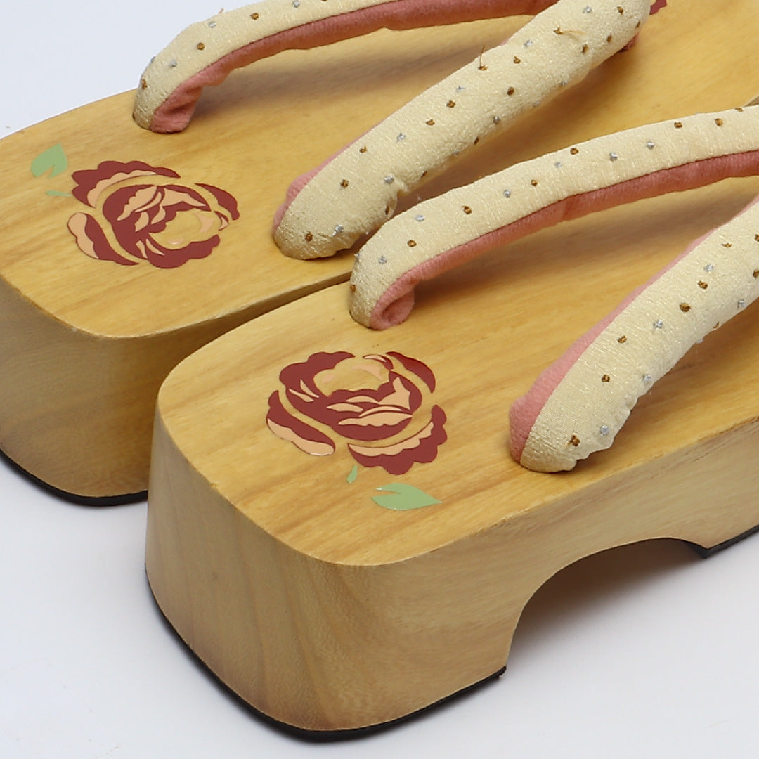 未使用品 夏物 下駄 カジュアル 木製 Sランク 和装小物 茶系 1244-00695