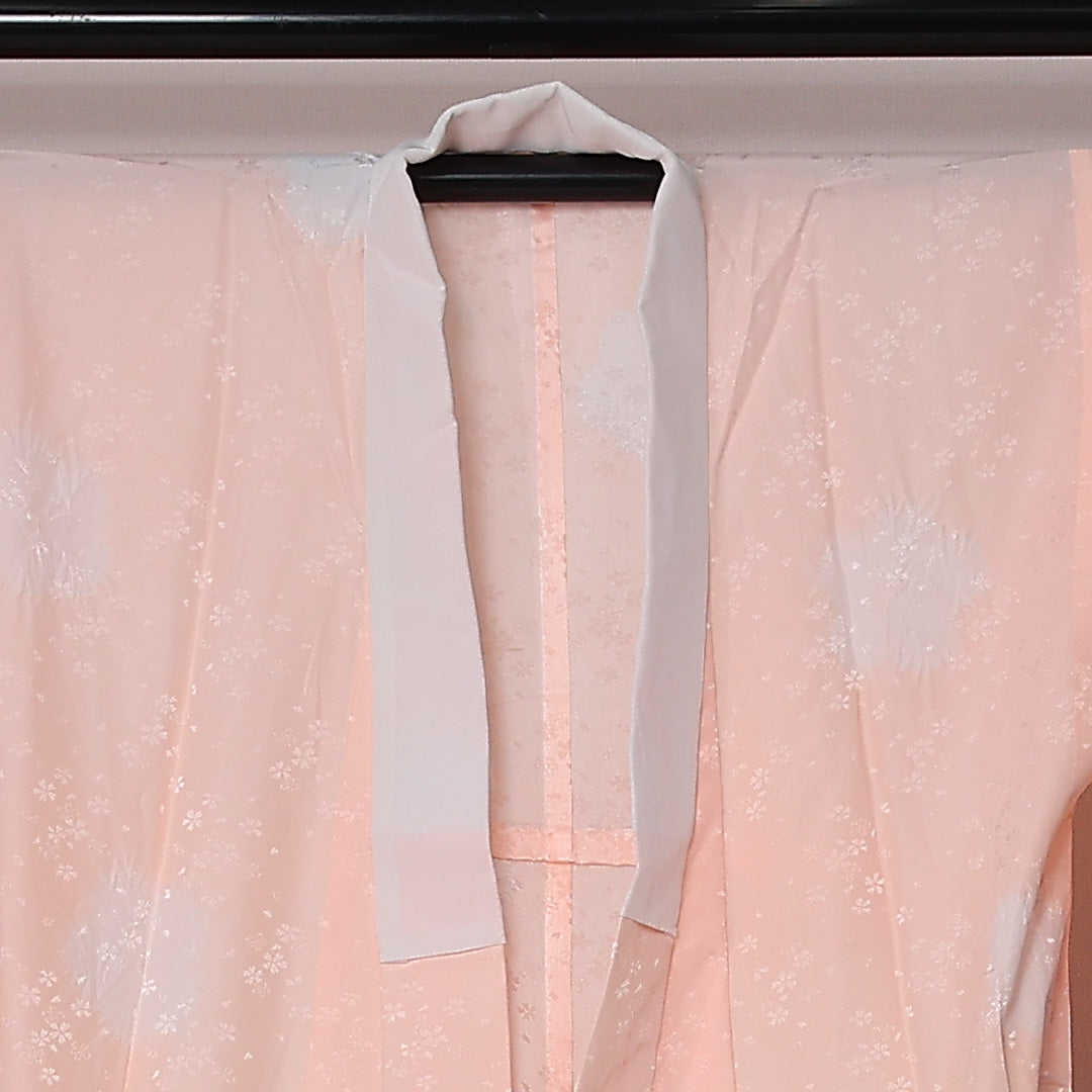 長襦袢 無双袖 身丈135cm 裄丈60cm 正絹 Sランク XLサイズ 花柄 ピンク系 RP 1239-12665