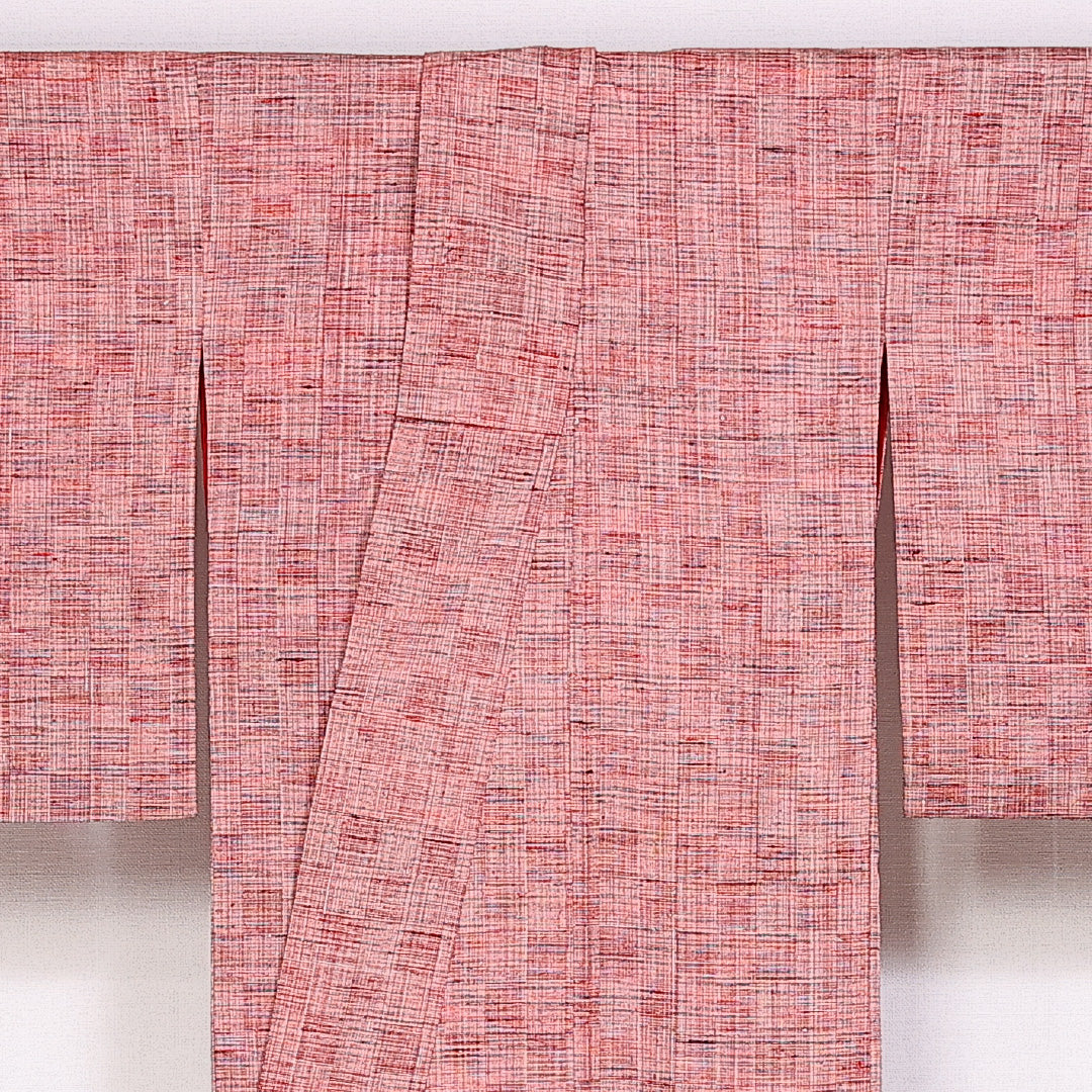 紬 身丈160cm 裄丈53cm Sランク 袷 正絹 広衿 市松 真綿紬 1216-10126