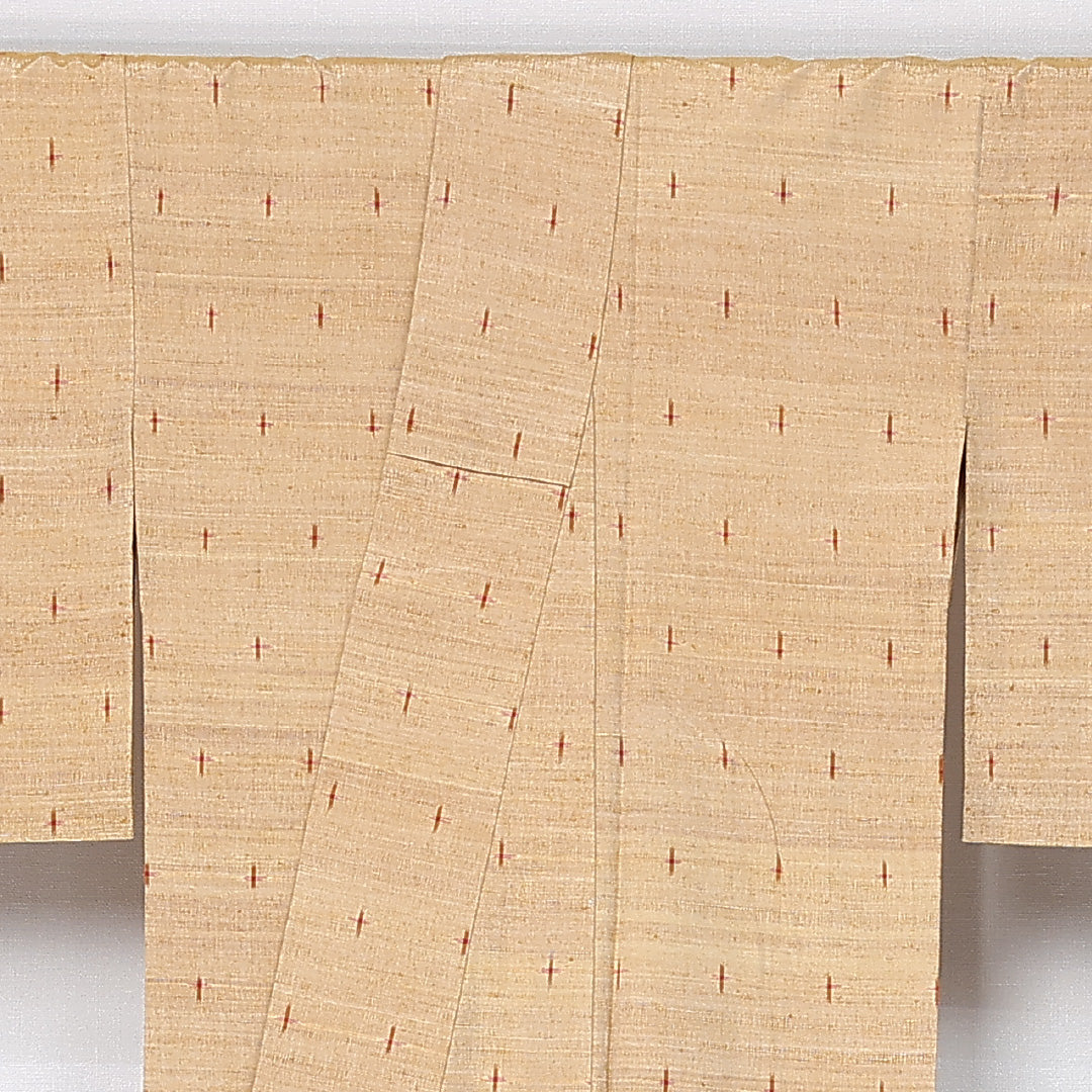 紬 単衣 身丈162cm 裄丈63cm 正絹 Sランク カジュアル 広衿 Lサイズ 十字絣 黄系 RP 1223-12179