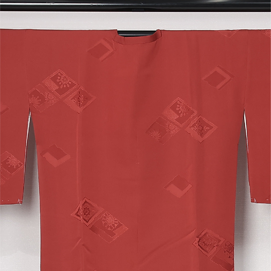 道行コート 袷 身丈80cm 裄丈65cm 正絹 Sランク インフォーマル Mサイズ ポケットあり 色紙 茶系 RP 1237-12583