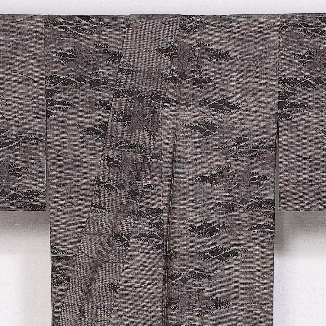 大島紬 身丈160cm 裄丈65.5cm Aランク 袷 正絹 広衿 泥染め 芝草 1216-10099