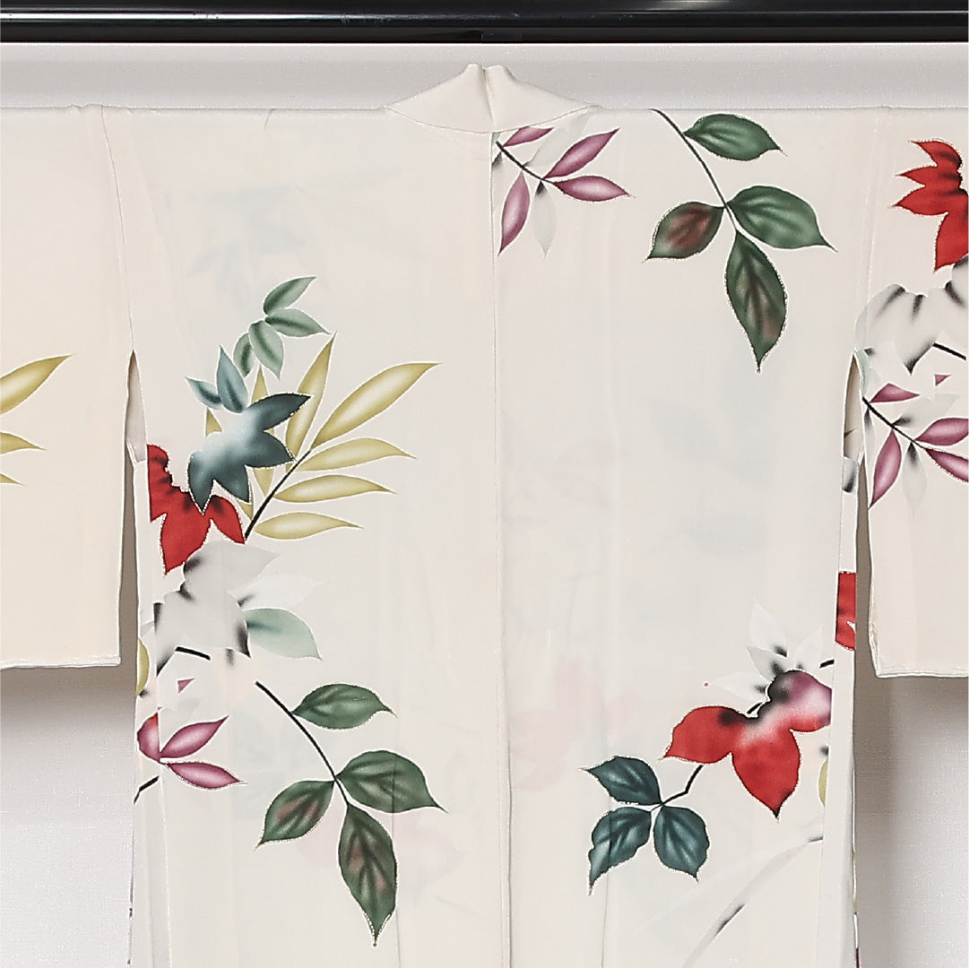 羽織 袷 身丈81cm 裄丈63cm 正絹 Cランク カジュアル Sサイズ 花柄 白系 LP 1232-12812