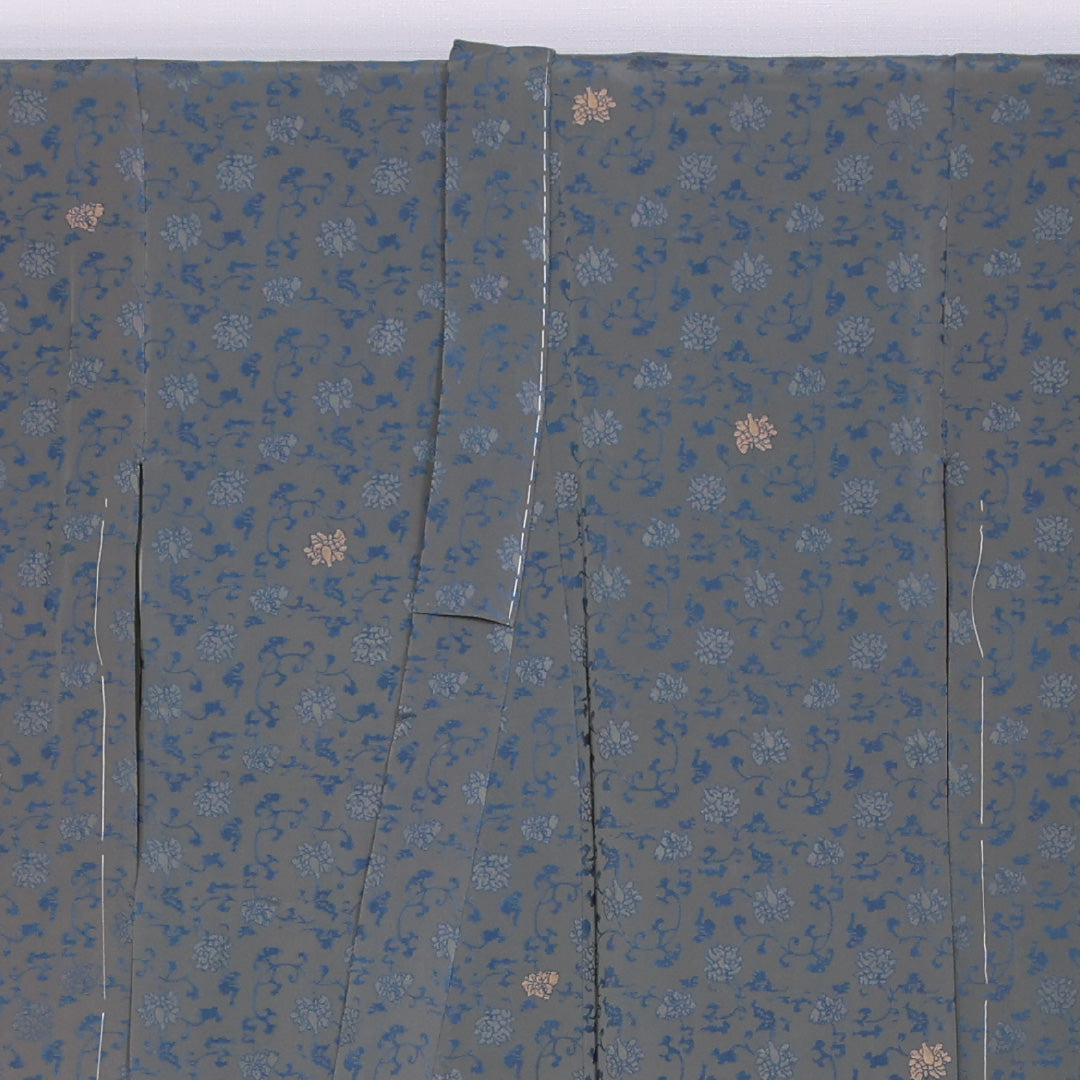 小紋 袷 身丈150cm 裄丈62cm 正絹 Sランク インフォーマル 広衿 Sサイズ 唐華 緑系 RP 1221-11485