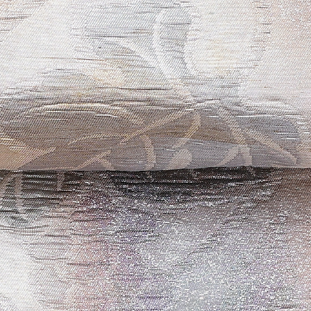 袋帯 帯丈428cm 六通 葡萄 ふくれ織 セミフォーマル 銀系 正絹 Aランク 1223-00979