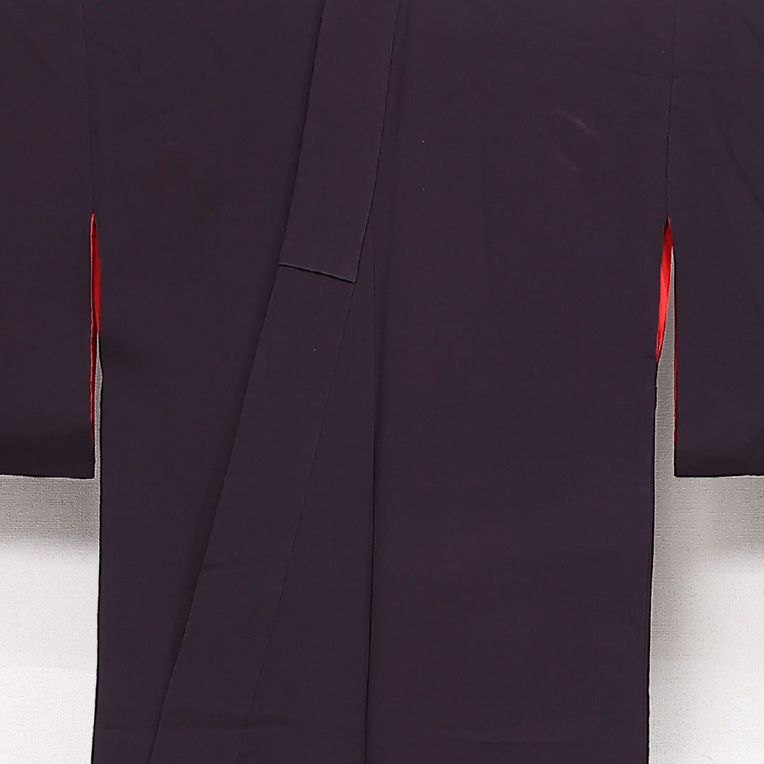 アンティーク 色無地 袷 身丈145cm 裄丈63cm 正絹 Bランク バチ衿 XSサイズ 紫系 RP 1219-13515