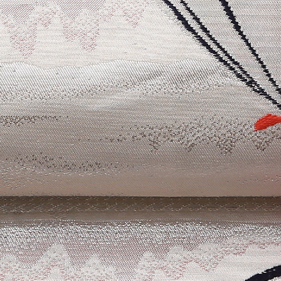 振袖用 袋帯 帯丈426cm 正絹 六通 三松 蝶 ピンク系 1243-01585