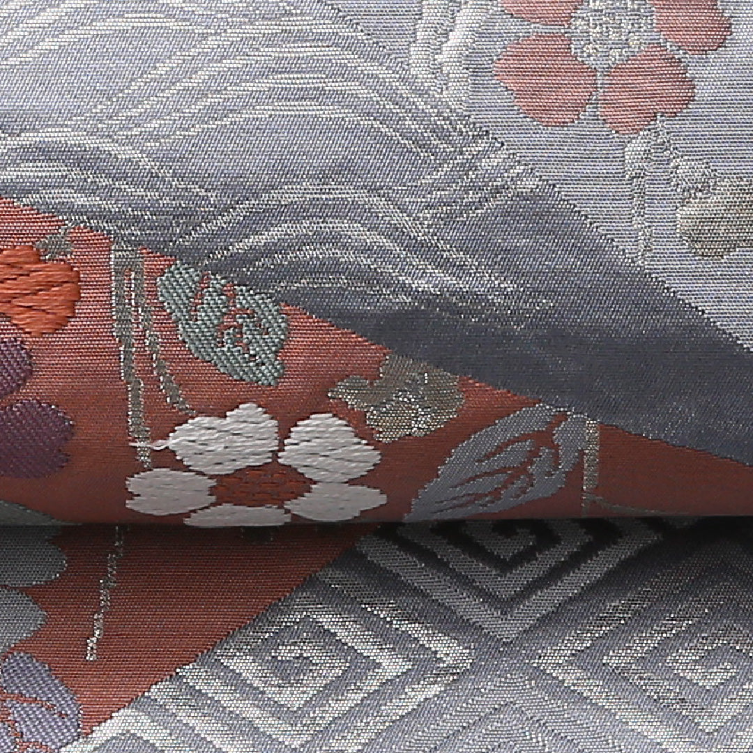 袋帯 帯丈428cm 正絹 六通 フォーマル 色紙重ね 水色系 1243-01499