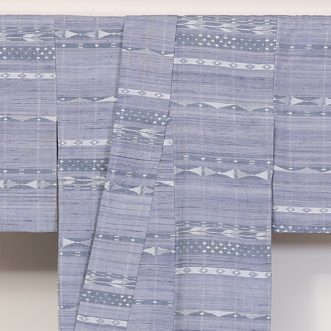 紬 単衣 身丈163cm 裄62.5cm 正絹 青系 Bランク 1216-01191