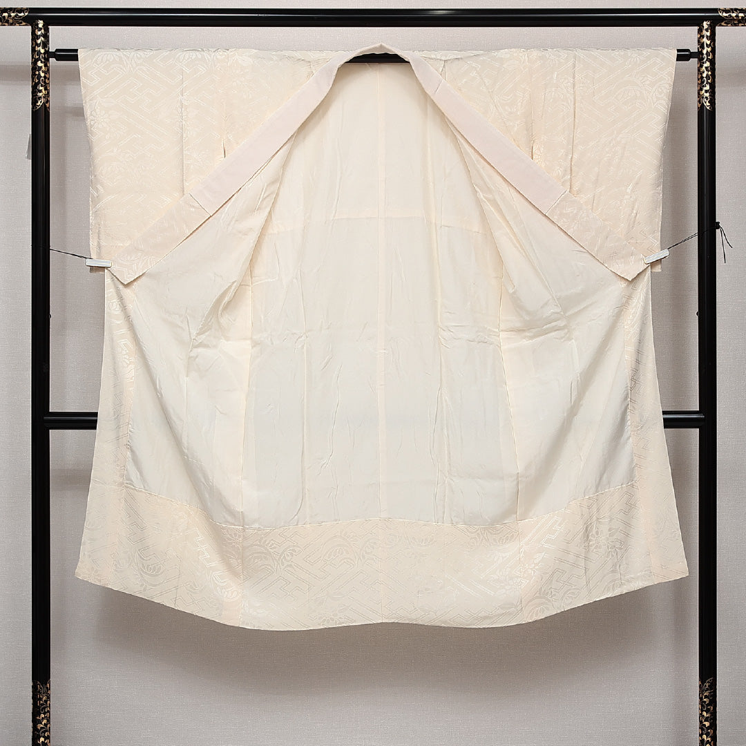長襦袢 袷 身丈153cm 裄丈60cm 正絹 Sランク 紋意匠 (吉祥文様) FREEサイズ クリーム系 RP 1239-14039