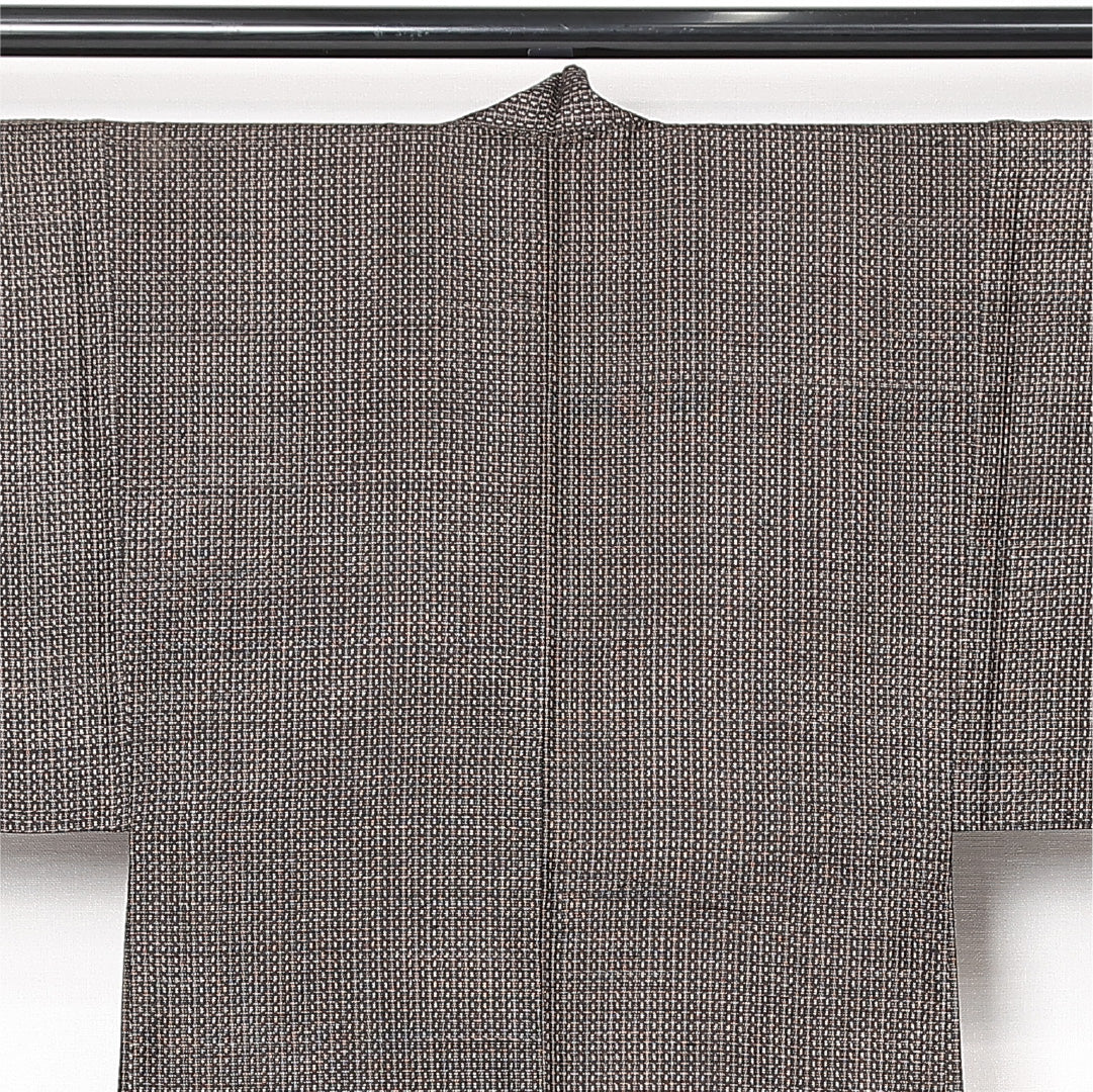 羽織 男性用 袷 身丈105cm 裄丈66cm 正絹 Cランク カジュアル Sサイズ 亀甲絣 茶系 LP 1235-13079