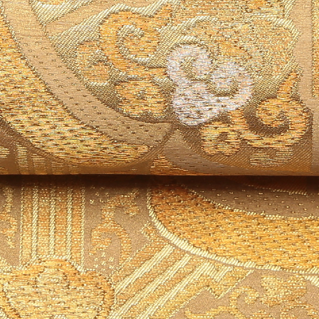 袋帯 帯丈434cm 正絹 六通 フォーマル 宝相華 花菱 落款 金系 1243-01268