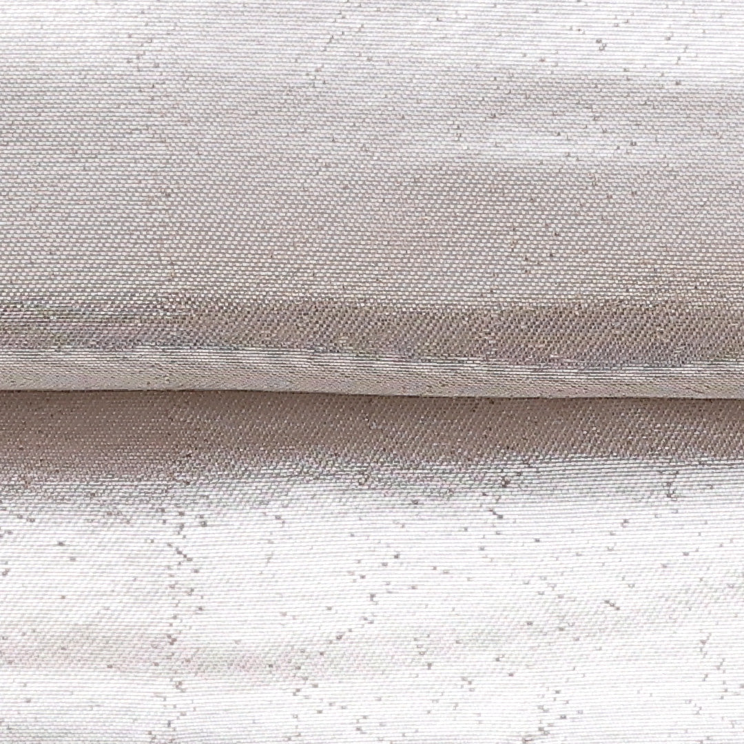 名古屋帯 帯丈326cm 六通 名古屋仕立て Cランク カジュアル 無地 正絹 銀系 1224-01021