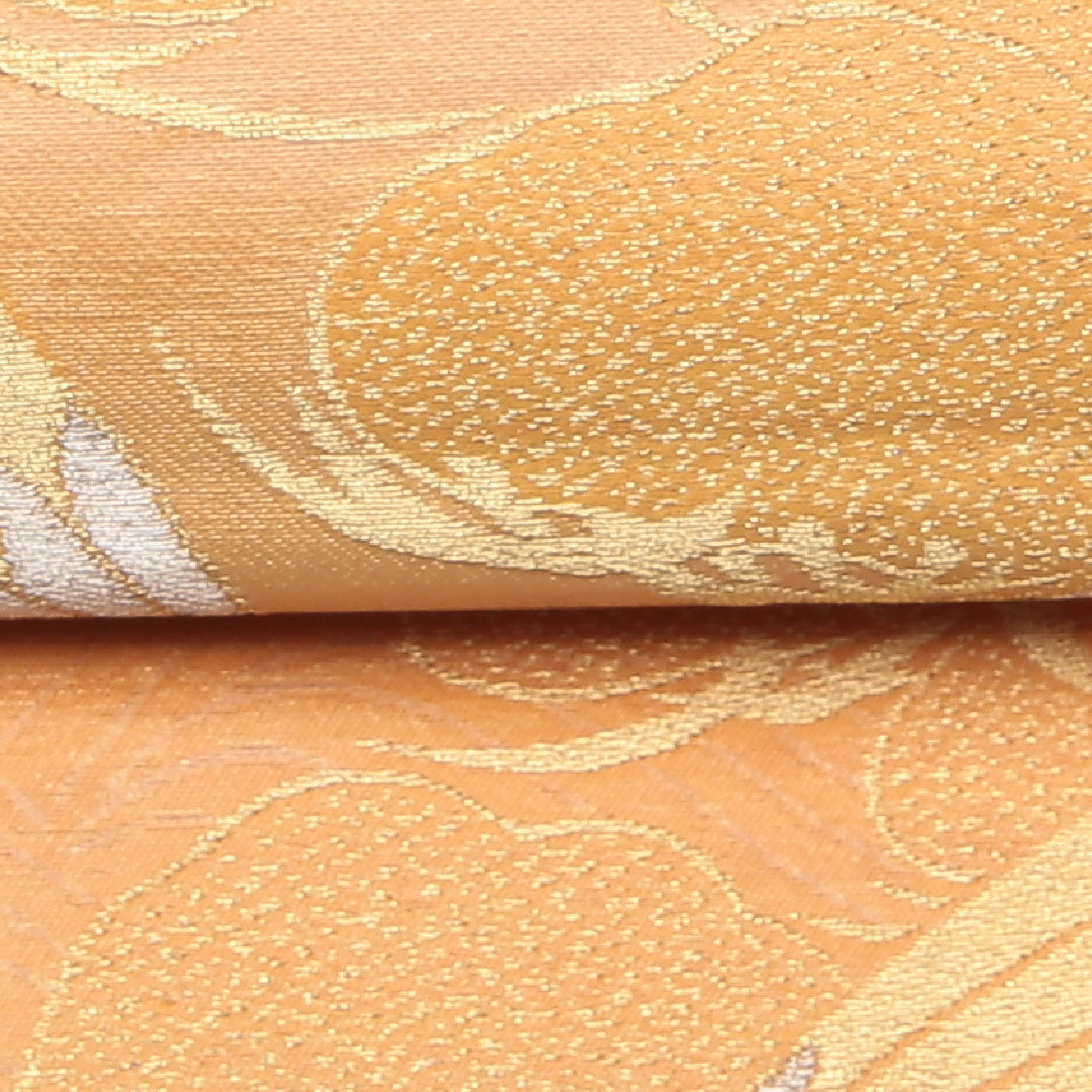 袋帯 帯丈412cm 六通 鶴 松 フォーマル 朱系 正絹 Aランク 1223-01325