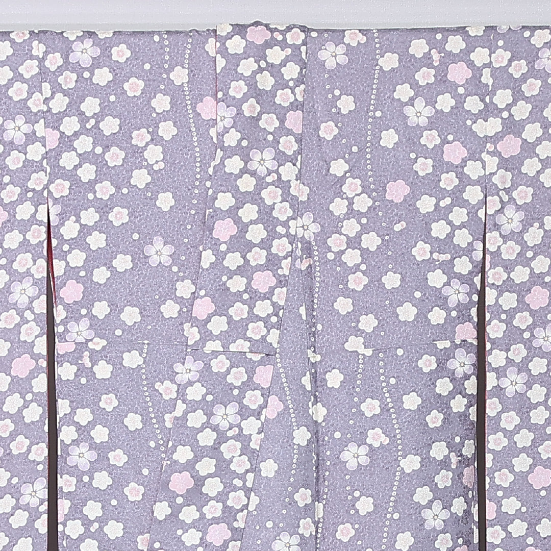 振袖 身丈155cm 裄丈63cm Sランク 袷 正絹 XS 広衿 エレガント 菊 桜 花柄 リバーシブル 紫系 1213-F0438