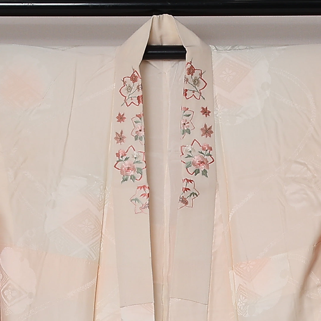 振袖用 長襦袢 袷 身丈127cm 裄丈63cm 正絹 Aランク Mサイズ 花菱亀甲 ピンク系 RP 1240-12688