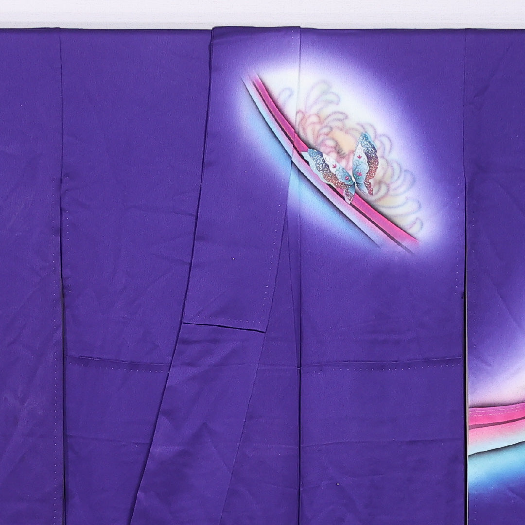 振袖 身丈150cm 裄丈64cm 袷 正絹 Aランク 広衿 蝶 ぼかし ラメ 虹 1213-F0419
