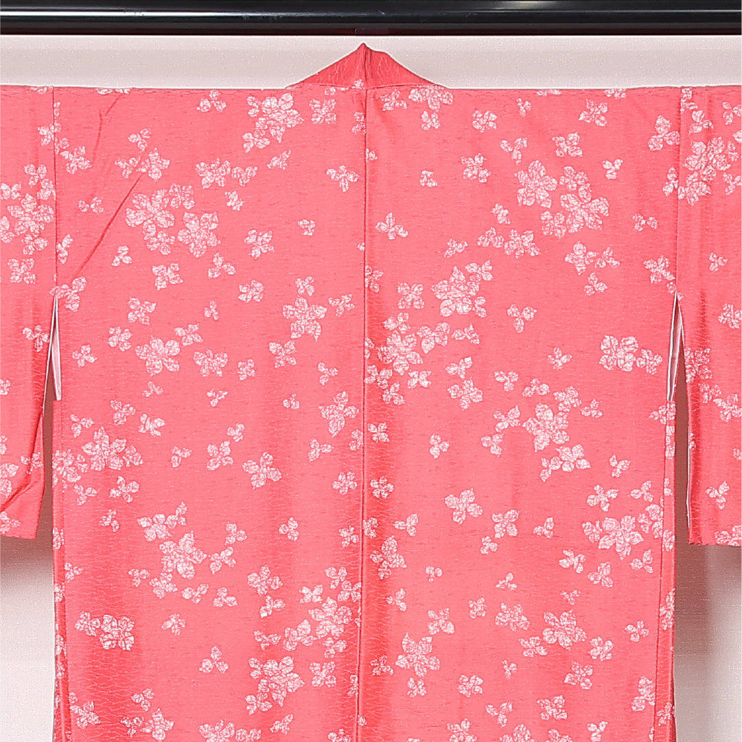 羽織 袷 身丈78cm 裄丈65cm 正絹 Sランク カジュアル Mサイズ 紐あり 花柄 ピンク系 RP 1232-12835